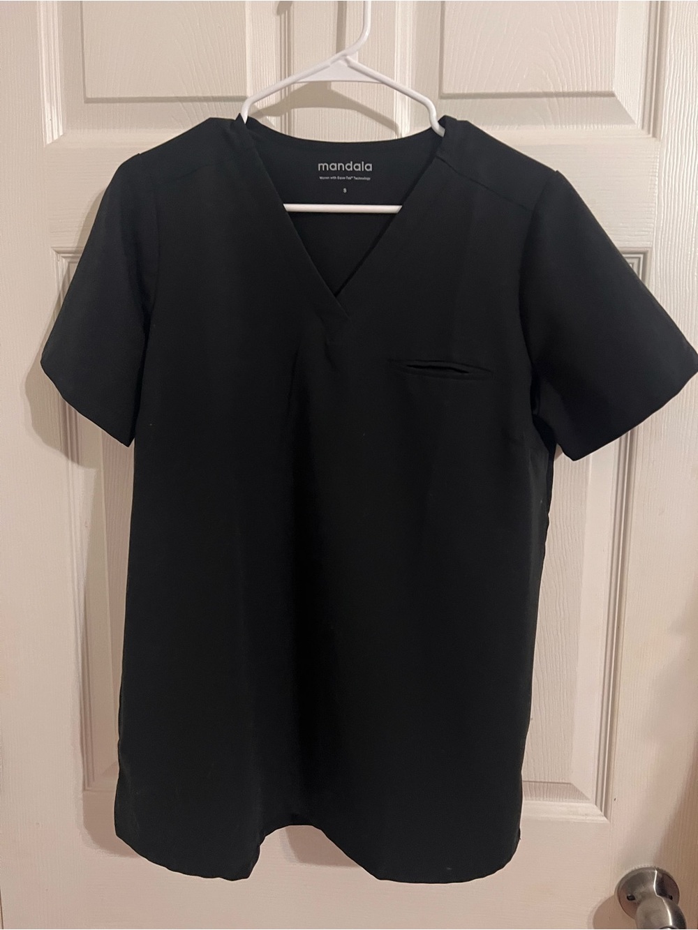 Mandala Black V-Neck Scrub Top